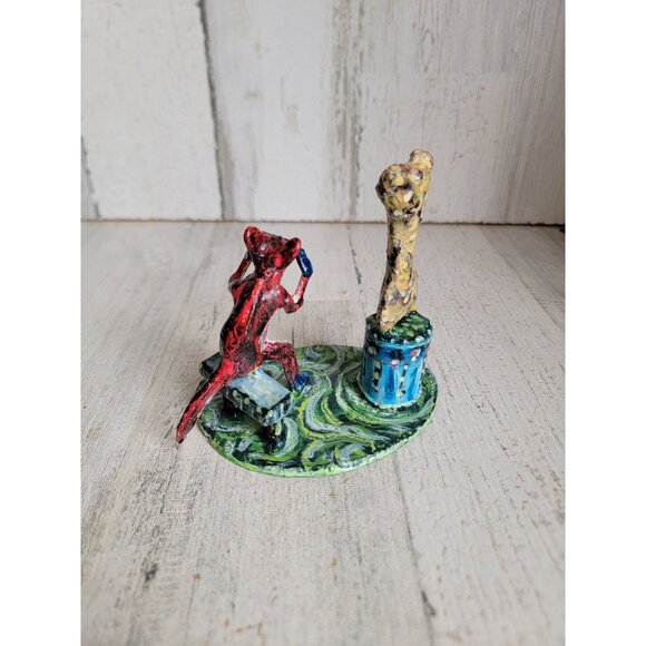 Emotional moment monument unknown dog Bone‎ Reid fox art metal figure unique - Picture 4 of 7